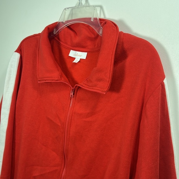 Colsie red with white stripe down the sleeve full zip jacket size 1X - Picture 2 of 8